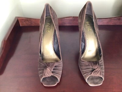 BCBG Womans Size 9.5 M Shoes Pumps Brown Suede  Open toe  Wedge heel - Image 1 of 4