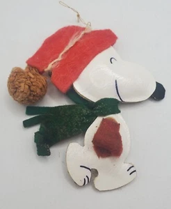 Vintage Peanuts SNOOPY Weihnachtsschmuck Filz & Vinyl Snoopy mit Mütze und Schal - Bild 1 von 10