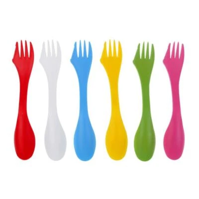 6 Pcs Camping Utensils Spork   Gadget Spoon Fork Cutlery - Image 1 of 4