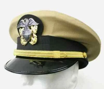 NEW US NAVY OFFICER REPRO PEAKED CAP AND BADGE All Size - Image 1 of 3