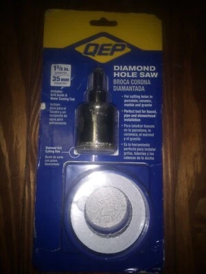 Sierra de agujero de diamante QEP 1 3/8" 35 mm de diámetro con guía de taladro y taza de enfriamiento de agua Foto 1 de 2