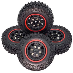 NHX RC 1.0'' Plastic Wheel & Soft Tire (4)-Red : SCX24 - Picture 1 of 5