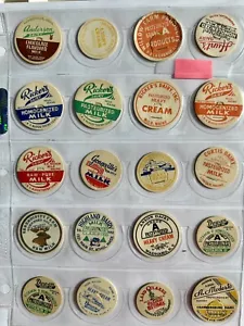 Vintage Assorted Milk Bottle Caps Lot SHEET OF 20 - Picture 1 of 13