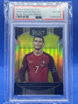 2016-17 Panini Select Neon Yellow Prizm #1 Cristiano Ronaldo #/125 PSA 8 - Image 1 of 2