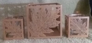 Yankee Candle Metal Cut Out Fall Leaves 1 Lg Jar Holder 2 Votive Candle Holders - Picture 1 of 21