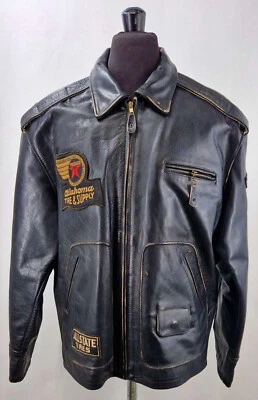 Chaqueta de Cuero Trevor Talla Grande Chaqueta de Motocicleta Nueva de Lote Antiguo Stock de los 90 Foto 1 de 4