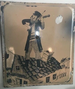BEAUTIFUL RARE Porcelain Enamel Sign Fiddler on the roof Size 211/2 -19''Inches  - Picture 1 of 5