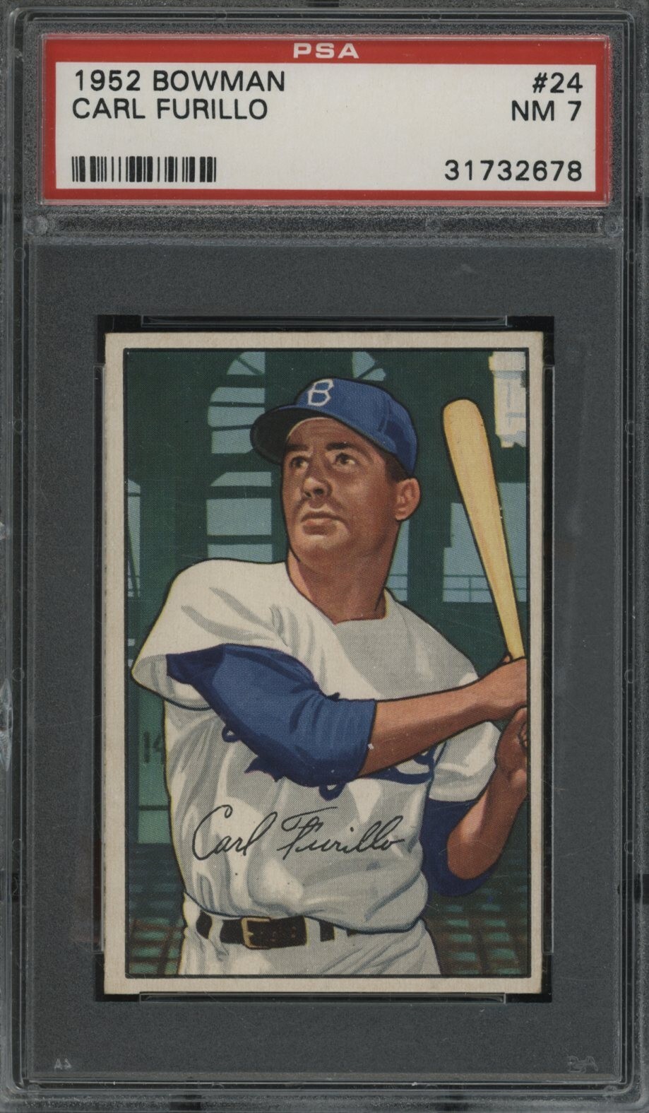 1952 Bowman #24 Carl Furillo Brooklyn Dodgers PSA 7 NM