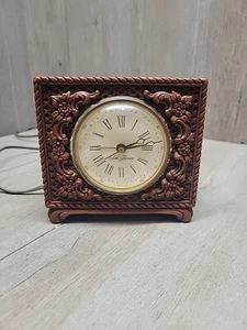 WORKING Ornate Seth Thomas USA Wooden Electric Mantle Table Alarm Clock SS12-AP - Picture 1 of 10