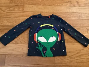 Mini Boden Boys 3-4 Y LS "Outer Space"Pattern W/ Green Alien Aplique Top - Picture 1 of 15