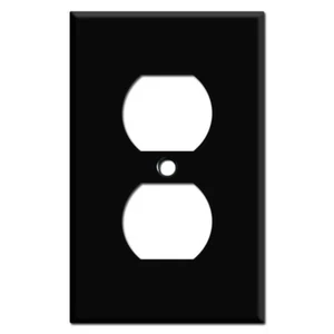Placa de pared frontal cubierta de toma de interruptor estándar de metal dúplex simple negra 50 - Imagen 1 de 1