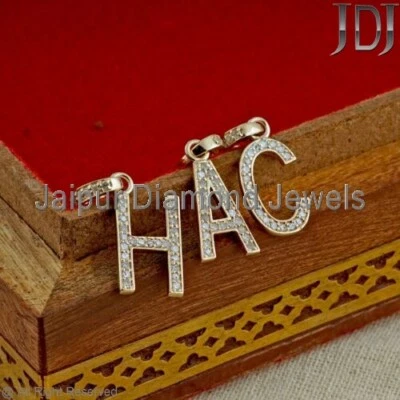 Diamond Gold Pendant Letter Initial A to Z Yellow Real 14k Charm Script Alphabet - Image 1 of 4