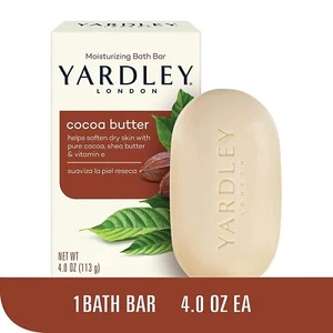 Yardley London Pure Cocoa Butter & Vitamin E Bar Soap, 4.0  Ounces /113 G Pck 1 - Picture 1 of 8
