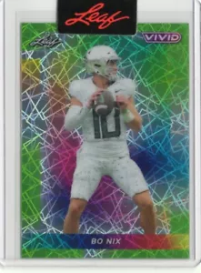 2024 Leaf Vivid Green Laser Pre-Production Proof Bo Nix #1/1 No. 13 - BRONCOS - Picture 1 of 2