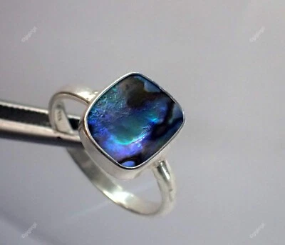 Natural Mother Pearl Gemstone 925 Sterling Silver Band Ring Size 7.5 For Women - Image 1 of 4