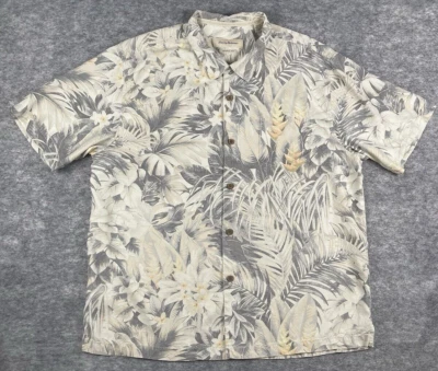 Camisa masculina Tommy Bahama XL seda manga curta floral leve respirável - Imagem 1 de 4