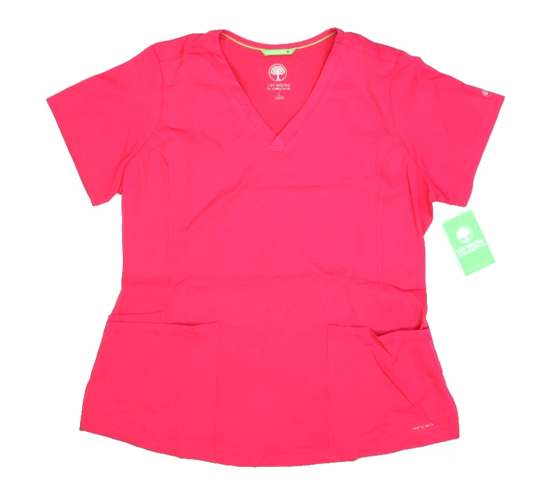 HH Works by Healing Hands Womens Carnation Pink Scrubs Monica Scrub Top L - Image 1 of 4