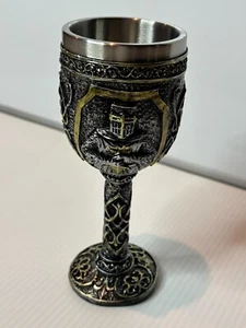 NEW Medieval Templar Crusader Knight Wine Goblets Chalice Resin Drinking Glass - Picture 1 of 5