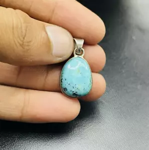Ciondolo in argento sterling 925 pietra preziosa turchese blu rame naturale gioielli 10 ct. - Foto 1 di 10