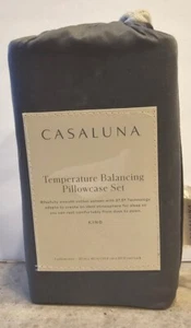 Casaluna Temperature Balancing Pillowcase Set - King Dark Gray - Picture 1 of 2