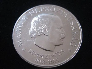 MDS HÚNGARO 100 FLORINES 1968 "IGNÁC SEMMELWEIS 1818 - 1865", PLATA #52 - Imagen 1 de 2