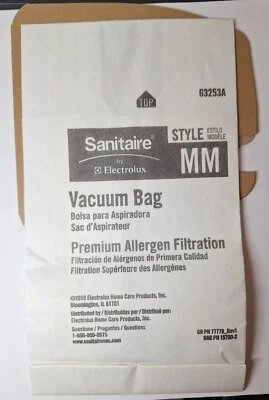 10 Vacuum Bags #63253A Style MM Premium Allergen Filtration Sanitaire Electrolux - Image 1 of 4