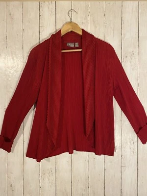 Cárdigan Chico's Travelers Rojo Talla 2 (L) Acordeón Plisado Frente Abierto Elástico Foto 1 de 4