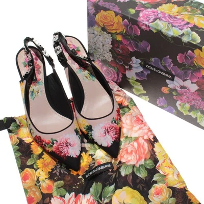 Dolce&Gabbana Slingback Heels w/ Jewels Size 40 (US 10) in Pink/Multi Floral - Image 1 of 4