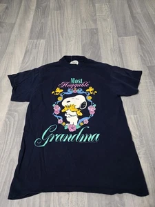Vintage 90s Peanuts Snoopy Woodstock "Most Huggable Grandma" T-Shirt Size S - E39 - Bild 1 von 4
