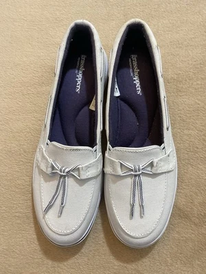 Saltamontes Blancos Planos Mujer’s Talla 5 Cómodos Sin Cordones Informales Negocios  Foto 1 de 4