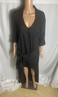Maxi Camisa Vestido YFB Young Fabulous & Broke Negro Mezcla de Lino Talla M Foto 1 de 4