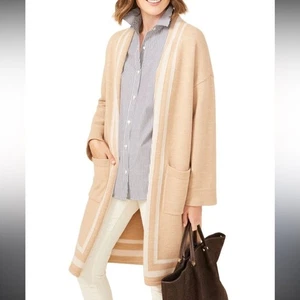 J.mclaughlin Mid Length All Wool Cardigan Neutral Bracelet Sleeves S Pockets - Bild 1 von 6