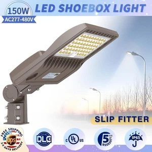 480V LED Parking Lot Lights 150W 21000LM LED Shoebox Pole Area Lights Fixture US - Picture 1 of 10