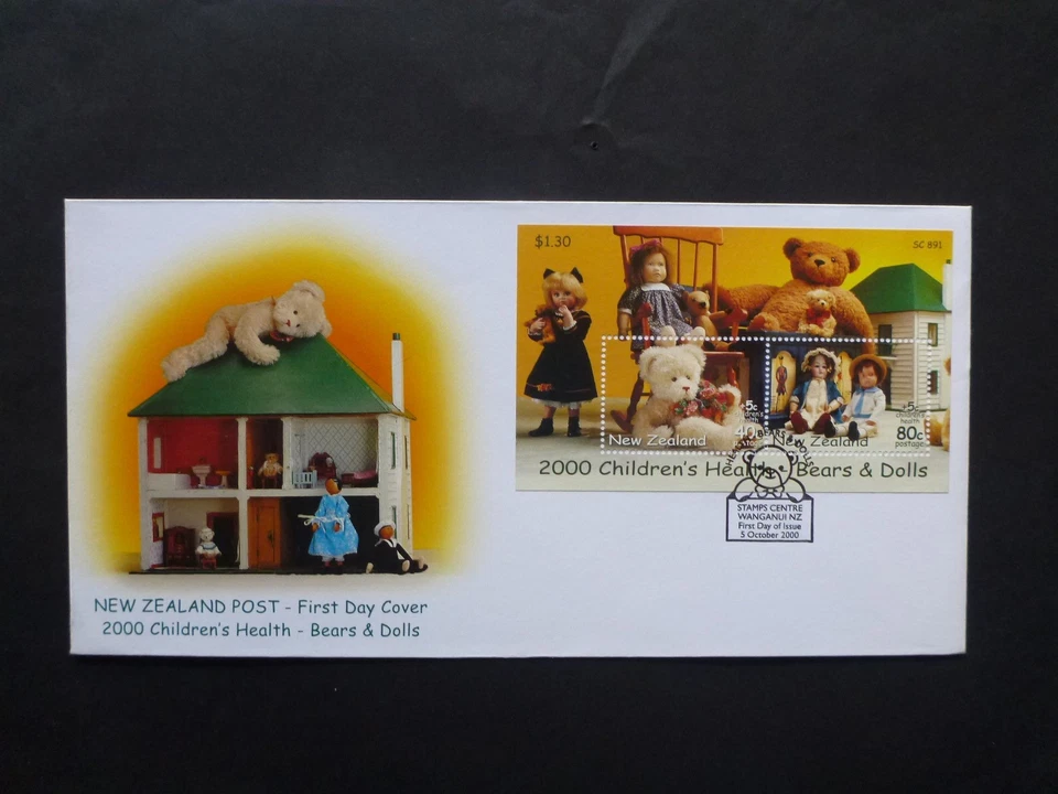 NUEVA ZELANDA 2000 Salud Infantil - Muñecas y Osos Mini Sábana Primer Día Cubierta Foto 1 de 1