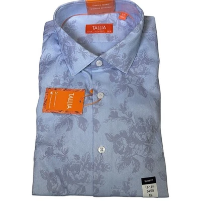 Camisa de vestir Oxford Tallia para hombre ajustada con plantilla floral azul 17-17,5 34-35 $80 Foto 1 de 4