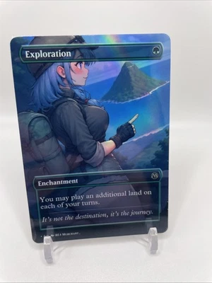 MTG - Exploration Playtest FOIL - Fanart Borderless Style Card for EDH COMMANDER - Image 1 of 2