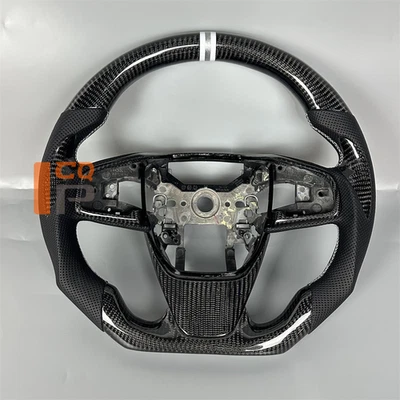 Volante para Honda CR-V 2019 2020 2021 personalizado fibra de carbono cuero negro Foto 1 de 4