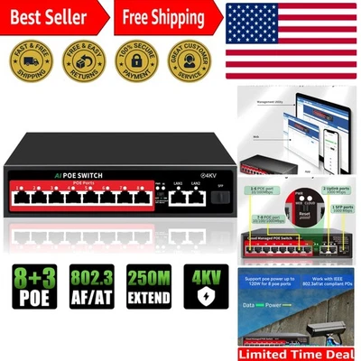 Switch PoE avançado de 8 portas com suporte a VLAN e QoS | Instalação plug & play - Imagem 1 de 4