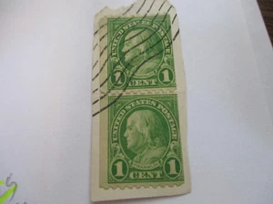RARITÄT BEN FRANKLIN ZWEIER WAAGERECHTER SPULEN 1c GRÜNMARKEN AUF PAPIER - Bild 1 von 2