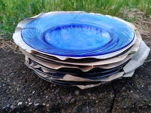8 Pyrex Festiva Cobalt Blue Glass 7.5" Salad Plates Discontinued NEW OLD STOCK - Picture 1 of 4