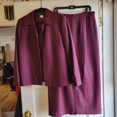 Harve Benard Colección Vintage 4 Piezas Vino Chaqueta Falda Chaleco Vestido Talla 14/16 Foto 1 de 4