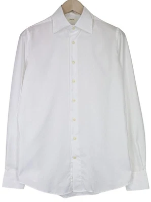 Suitsupply Traveller Hombres Camisa Formal 38/15 Delgado Blanco Sarga Manga - Imagen 1 de 4