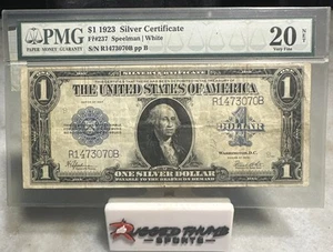 1923 $1 STAR SILVER CERTIFICATE CERTIFIED PMG 20 VERY FINE Fr#237 Speelman White - Picture 1 of 2
