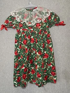 Vintage Bonnie Jean Gr. 4T Holly Apple Urlaub Hemdkleid Spitzenkragen Knopfleiste - Bild 1 von 13