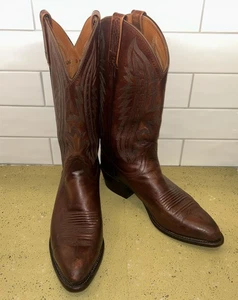 LUCCHESE 2000 Vintage Brown Western Heel Boots Size 9 D Made USA - Picture 1 of 12