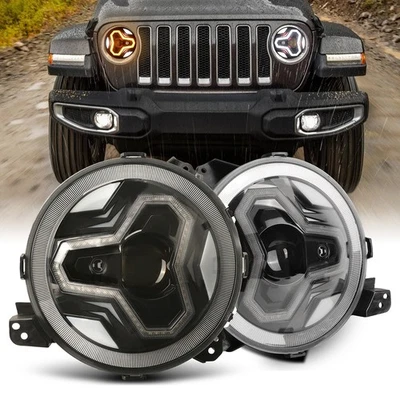 9"OEM LED Headlights with DRL & Turn Signal for 2018+Jeep Wrangler 4xe JL/JLU - Image 1 of 4