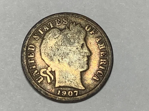1907 S Barber Silver Dime Nice Coin #1 Cover