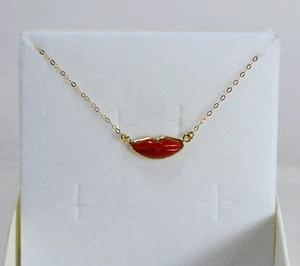 Collier En Or Jaune 18KT Avec Corail Rouge De Sardaigne OGLN 0271 - Bild 1 von 4