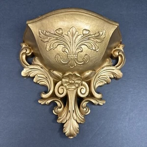 Vtg Gold Wall Pocket Planter Syroco Homco Home Interior #6050 Hollywood Dart - Picture 1 of 9
