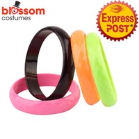 Pulsera De Abalorios De neón Neón Goma Brazaletes 80s Neón Gallina Fiesta Vestido de Fantasía Accesorios